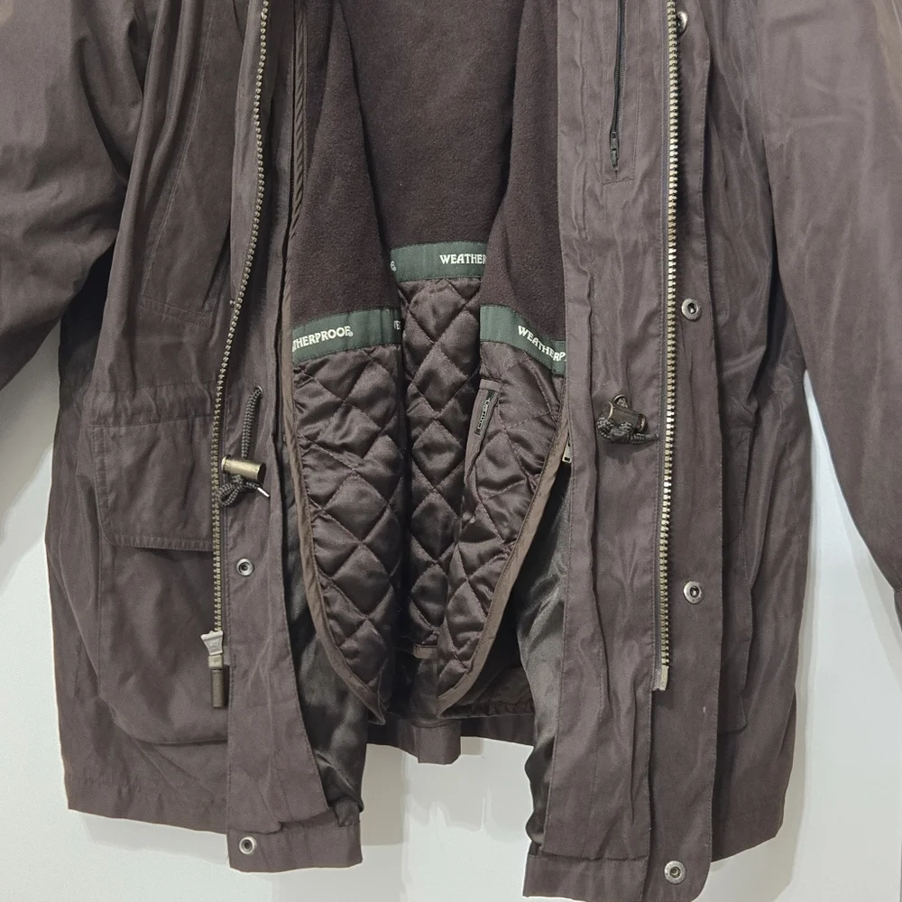 Weatherproof Faux Suede Jacket Brown XL Men’s Vintage Quilted Lining Fleece Coat - Picture 2 of 14